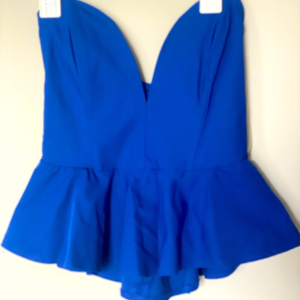Royal blue peplum crop